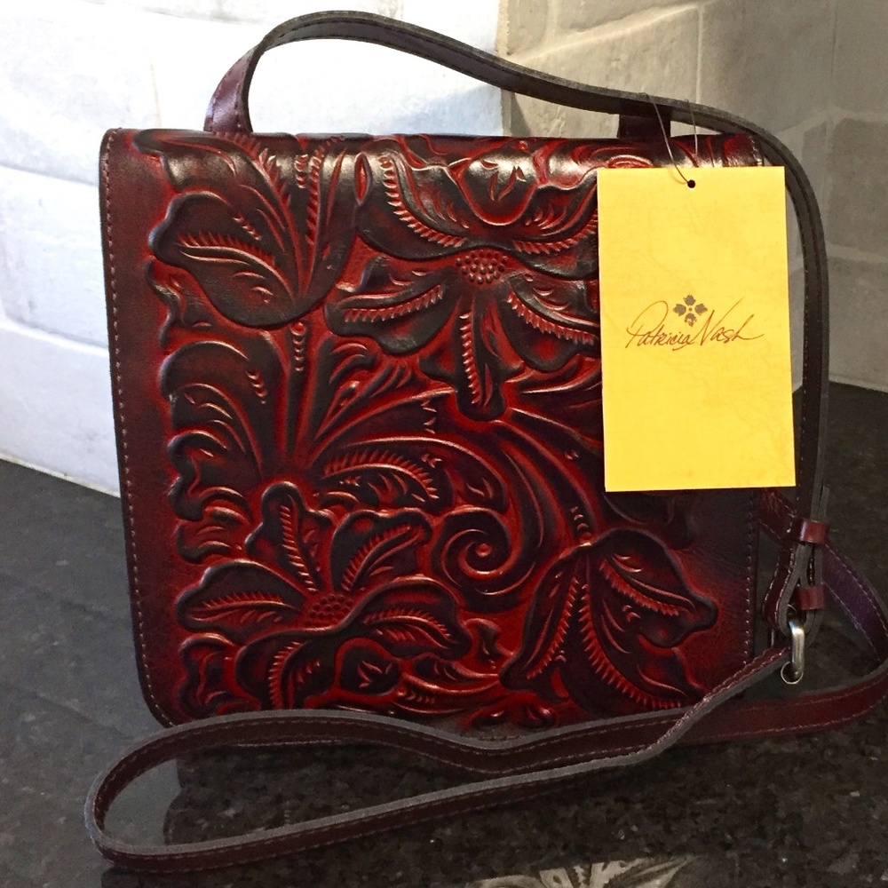 New Patricia Nash GRANADA crossbody purse tooled leather NWT